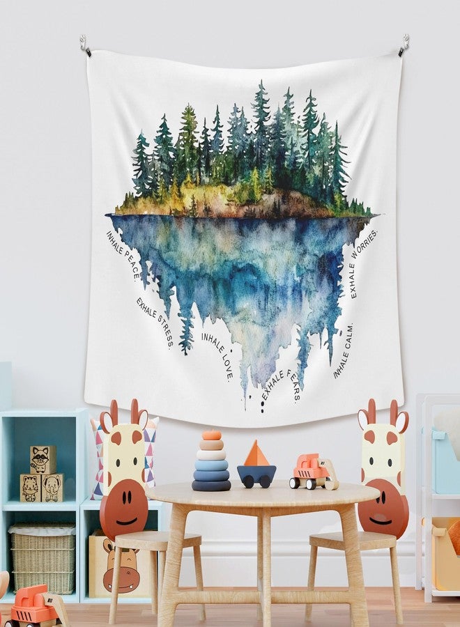 XLDLIOO Mental Health Moody Woods Classroom Wall Tapestry, Inhale Exhale Tapestry Hanging for Bedroom, Watercolor Tapestries Wall Room Decor Art for Classroom Therapy Office Counselling Room 50x60in - Image 5